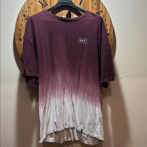 HUF Men's Burgundy and White Gradient T-Shirt